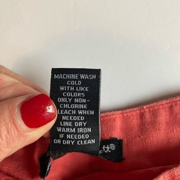 Womens Linen Wide-Leg Pants 4 Beachy Coastal Lagenlook Oversized Coral B… - Picture 6 of 7